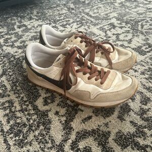 Nike Cream and Brown Retro Sneakers with Suede Accents